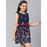 Oxolloxo Kids Girls Navy Blue Floral Satin Dress