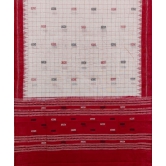 Offwhite Red Sambalpuri Handwoven Hath Kumbha with Fish Buti Cotton Dupatta