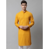 Jompers Men Mustard Chikan Kurta Only-L / Mustard