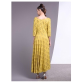 Doriya - Yellow Rayon Women's Flared Kurti - XXL