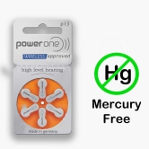 Power One Hearing Aid Battery Size 13, Pack of 36 Batteries, 6 Strips