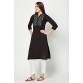 Black Embroidered Straight Kurta