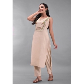 Maquien - Beige Straight Rayon Women's Stitched Salwar Suit ( Pack of 1 ) - None