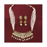 Silver Shine Alloy Golden Choker Gold Plated Necklaces Set - Golden