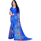 LEELAVATI - Blue Crepe Saree With Blouse Piece ( Pack of 1 ) - Blue