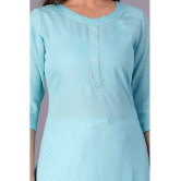 Doriya Cotton Blend Printed Kurti With Palazzo Women's Stitched Salwar Suit - Blue ( Pack of 1 ) - None