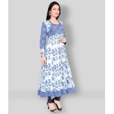 Divena - Blue Cotton Womens Flared Kurti - None