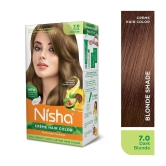 Nisha Creme Hair Color 7.0 Dark Blonde 120g Pack of 2, Permanent Hair Colour for Long Lasting Hair, 100% Grey Coverage