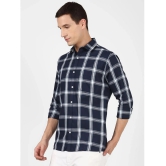 UrbanMark Mens 100% Cotton Full Sleeves Slim Fit Check Casual Shirt-Navy - None