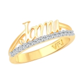 Vighnaharta Romantic Word JANU CZ Gold and Rhodium Plated Alloy Ring for Women and Girls - [VFJ1267FRG16] - None