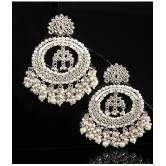 Padmavati Bangles White Chandbalis Earrings ( Pack of 1 ) - White