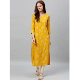 KIPEK - Mustard Rayon Womens Straight Kurti ( Pack of 1 ) - None