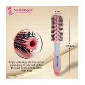 Majestique 2Pcs Round And Paddle Hair Brush For Long Thick Thin Curly Natural Hair Women And Men