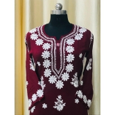 Modal Chikankari kurti-Maroon / 46/3XL