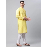 Jompers Mens Embroiderd Kurta Pajama-S / Yellow