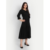 gufrina Rayon Solid Midi Womens Fit & Flare Dress - Black ( Pack of 1 ) - None