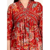 Vbuyz Cotton Printed Flared Womens Kurti - Red ( Pack of 1 ) - None