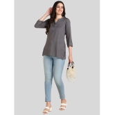 PPTHEFASHIONHUB Rayon Solid Straight Womens Kurti - Grey ( Pack of 1 ) - None