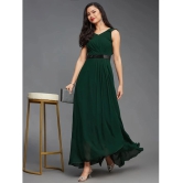 Miss Chase Polyester Solid Full Length Womens Wrap Dress - Green ( Pack of 1 ) - None