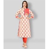 Rangun - Red Cotton Blend Women's Straight Kurti ( Pack of 1 ) - M