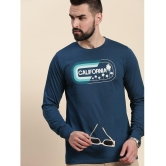 Dillinger 100% Cotton Regular Fit Printed Full Sleeves Mens T-Shirt - Blue ( Pack of 1 ) - None