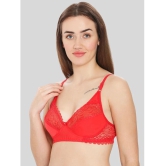 ILRASO Pack of 1 Lace Non Padded Womens T-Shirt Bra ( Red ) - None