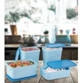 HOMETALES Plastic Multi-Purpose Food Container, 860ml X 1U, 1200ml X 1U, 1000ml X 2U, Light Blue, (4U) - Blue