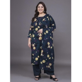 Tissu Rayon Printed Kurti With Palazzo Women''s Stitched Salwar Suit - Navy ( Pack of 1 ) - None