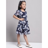 MINI & MING Girls Floral Printed Georgette Fit & Flare Dress