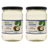 Farm Naturelle 100 % Pure Organic Virgin Cold Pressed Coconut Cooking Oil -500 ml x2 (Glass Bottles )