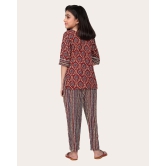 Girls Casual Kurta and Trouser Set-Maroon / 5 - 6 Years