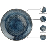 Reactive Handpainted Premium Ceramic 4 Small Plates | Quarter Plates | Stoneware | Microwave and Dishwasher Safe | Pack of 4 | Reactive Blue