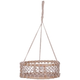 NUEVOSGHAR ROUND WOODEN BASKET MACRAME HANGING PLANTER Door Hanging Beige - Pack of 1