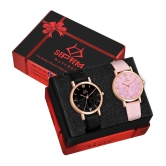 Septem Black Leather Analog Womens Watch