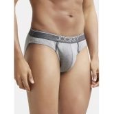 Jockey 8044 Men Super Combed Cotton Rib Solid Brief with Ultrasoft Waistband - Grey Melange - None