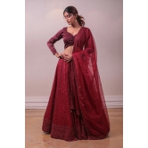 Designer Red Net Embedded Lehenga-L