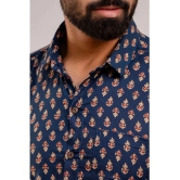 Frionkandy 100% Cotton Regular Fit Printed Half Sleeves Mens Casual Shirt - Navy ( Pack of 1 ) - None