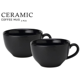 AADEEP Ceramic Soup and Coffee Wide Large Mug with Handle - Set of 1, 350 Ml Matte Finish | Bone Ash Free and Microwave Safe | for Maggi, Cappuccino, Latte, Green Tea - Black