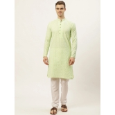 Jompers Mens Green Embroidered Kurta Payjama Sets-XXL / Green