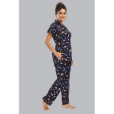 FOMTI - Navy Blue Satin Women's Nightwear Nightsuit Sets ( Pack of 1 ) - None