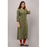 Preksha - Olive Rayon Women's Front Slit Kurti ( Pack of 1 ) - None