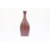 Khurja Pottery Flower Vase Pan Shape Brown Colour Size 10 Inches