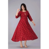 Smien Rayon Printed Anarkali Womens Kurti - Red ( Pack of 1 ) - None