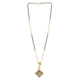 SILVER SHINE Gold Plated Designer Square Pandent Mangalsutra For Women - Golden