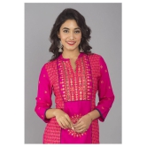 Frionkandy - Pink Rayon Womens Straight Kurti - M