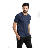 Men Solid Round Neck Polyester Blue T-Shirt