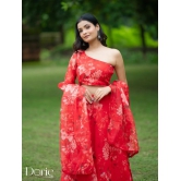 Red Organza Lehenga by Dorie