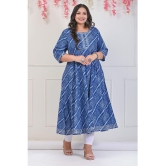 Swasti Cotton Blend Printed Anarkali Womens Kurti - Blue ( Pack of 1 ) - None