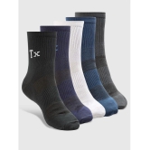 Texlon Cotton Mens Self Design Multicolor Mid Length Socks ( Pack of 5 ) - Multicolor