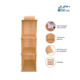 SH.NASIMA - Non-Woven 3 Shelf, Engineered Wood Wardrobe / Cloth Hanging Organizer (Beige)